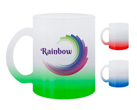 TAZA DE VIDRIO SATINADA SUBLIMACIÓN RAINBOW A2798 Mod. 02-A2798